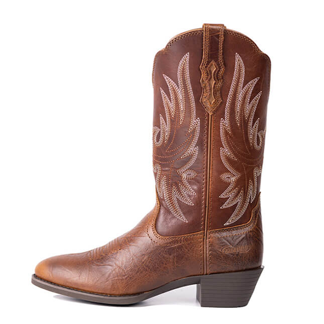 Embroidered Western Cowgirl Boots Mid Calf Pointed Toe Chunky Heel Pull-On Boots