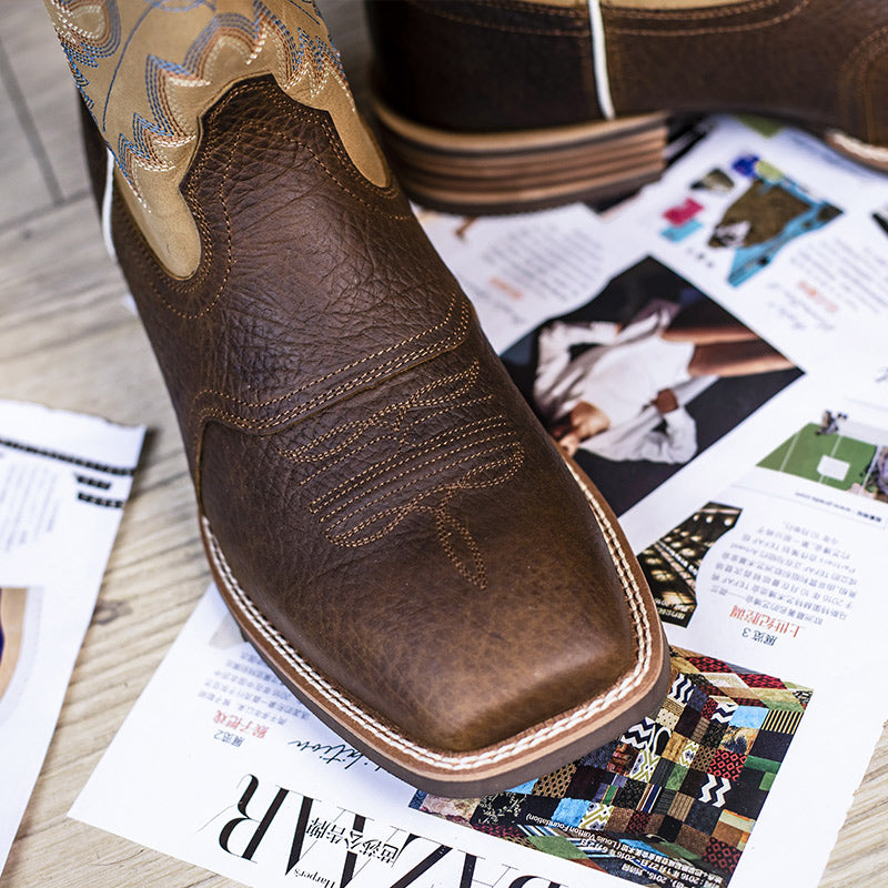 Stylish Embroidered Men’s Western Cowboy Boots Heritage Roughstock