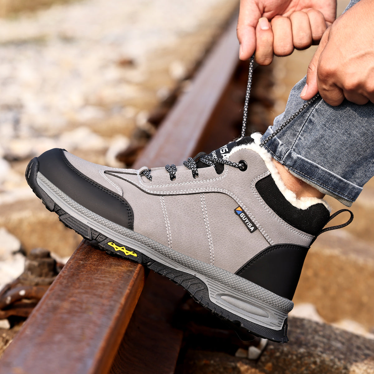 Warm Wool Lined High Top Steel Toe Work Boots