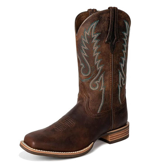 Women’s Wide Calf Western Boots Square Toe Leather Comfort