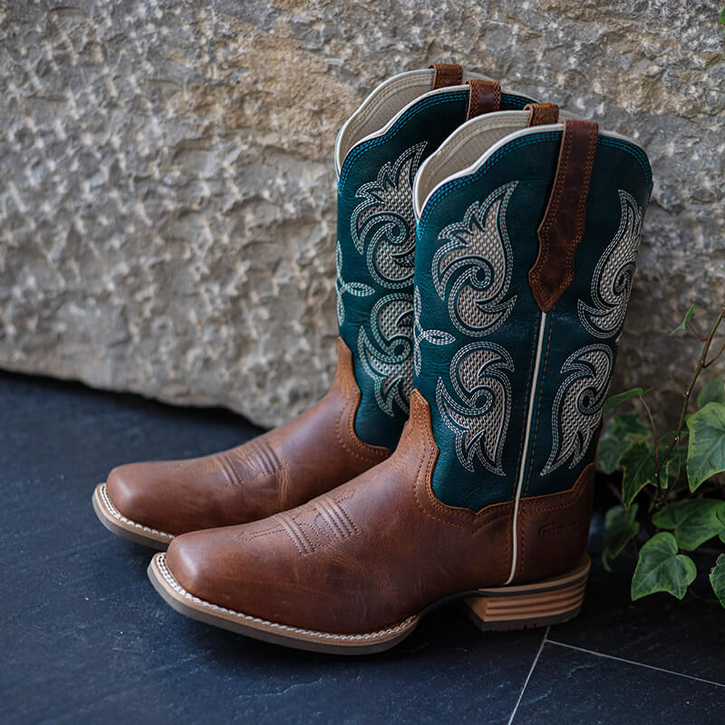 Women’s Western Mid Calf Cowboy Boots Embroidered Full Cowhide Leather