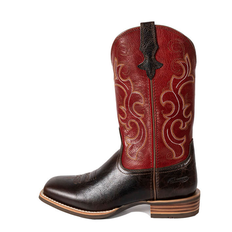 Women’s Square Toe Embroidered Cowboy Boots Wine Red Comfortable Western Boots