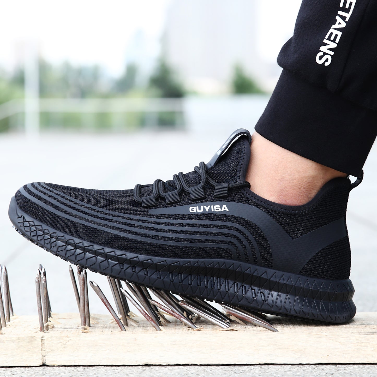 Breathable Composite Toe Safety Shoes Slip Resistant Black
