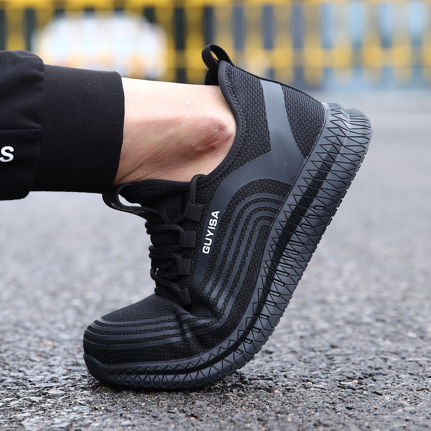 Breathable Composite Toe Safety Shoes Slip Resistant Black