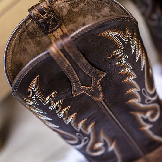 Breathable Women's Square Toe Mid Calf Cowboy Boots with Embroidery