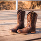 Breathable Women's Square Toe Mid Calf Cowboy Boots with Embroidery
