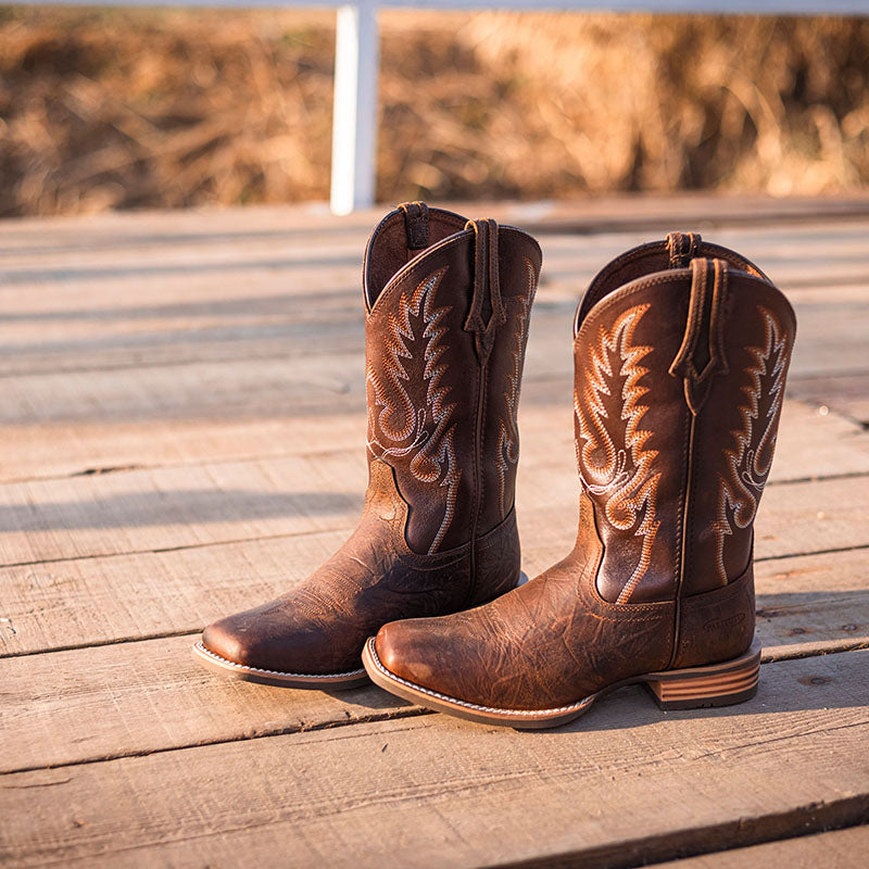 Breathable Women's Square Toe Mid Calf Cowboy Boots with Embroidery