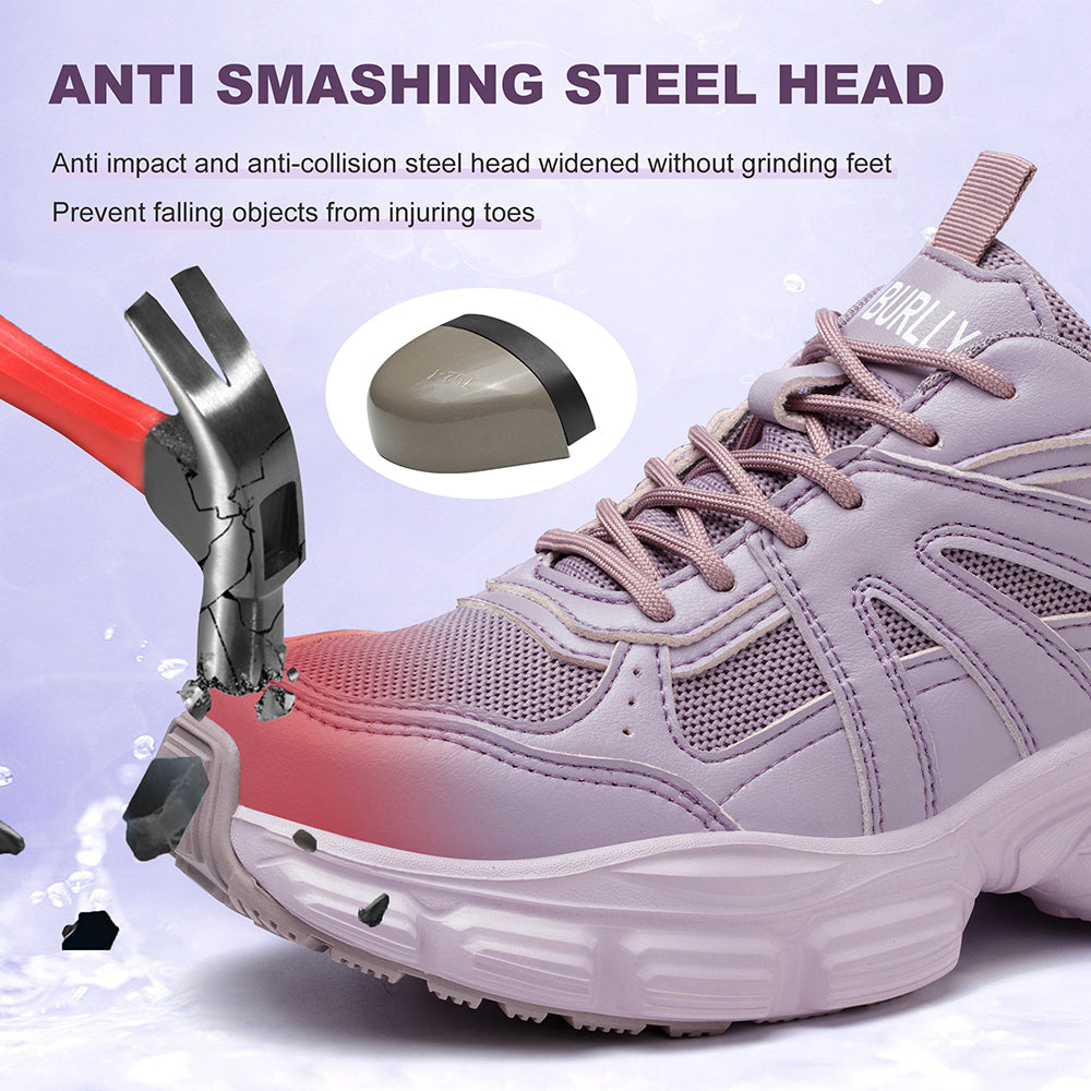 Breathable Women's Steel Toe Safety Shoes Anti Smashing