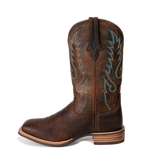 Classic Coffee Brown Sheepskin Western Cowboy Boots For Women