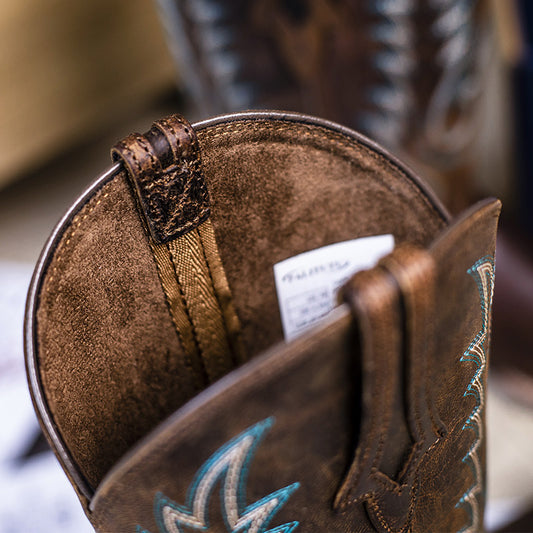Classic Coffee Brown Sheepskin Western Cowboy Boots For Women