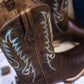 Classic Coffee Brown Sheepskin Western Cowboy Boots For Women