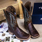 Classic Coffee Brown Sheepskin Western Cowboy Boots For Women