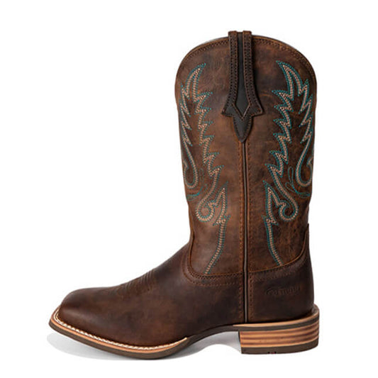 Classic Coffee Brown Sheepskin Western Cowboy Boots For Women
