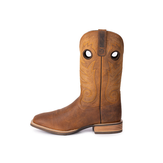 Comfortable Durable Men’s Western Cowboy Boots in Dark Brown Cowhide