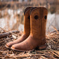 Comfortable Durable Men’s Western Cowboy Boots in Dark Brown Cowhide