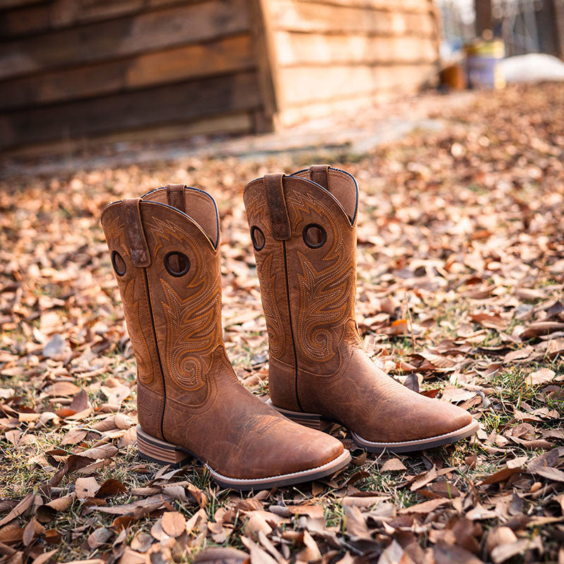 Comfortable Durable Men’s Western Cowboy Boots in Dark Brown Cowhide