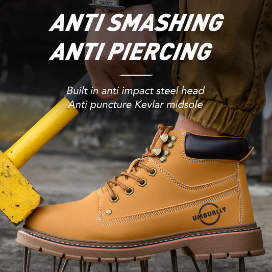 Comfortable Leather Kevlar Work Boots Anti Smashing