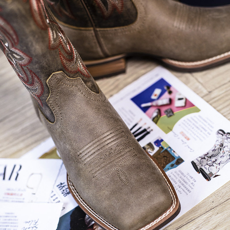 Comfortable Wide Calf Women’s Cowboy Boots in Camel