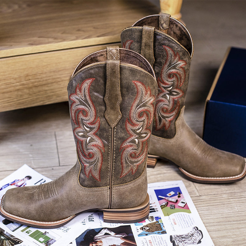 Comfortable Wide Calf Women’s Cowboy Boots in Camel