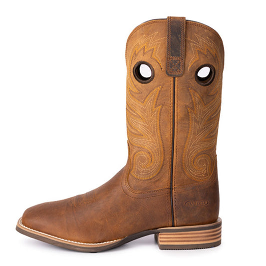 Comfortable Durable Men’s Western Cowboy Boots in Dark Brown Cowhide