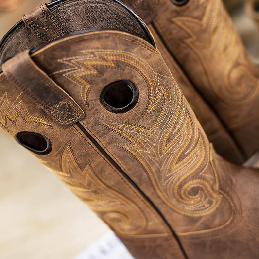 Comfortable Durable Men’s Western Cowboy Boots in Dark Brown Cowhide