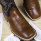 Cowboy Boots For Men Classic Embroidered Pull On Boots Dark Brown