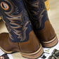 Cowboy Boots For Men Classic Embroidered Pull On Boots Dark Brown