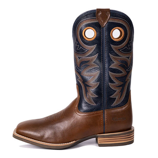 Cowboy Boots For Men Classic Embroidered Pull On Boots Dark Brown