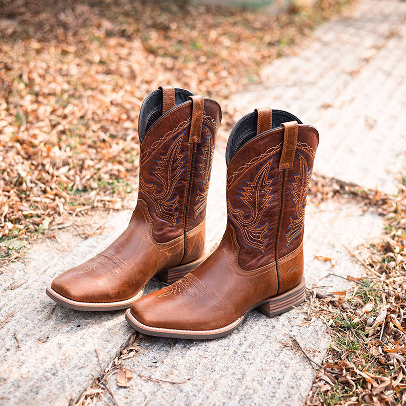 Embroidered Square Toe Western Cowboy Boots For Men
