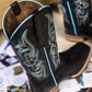 High Quality Black Sheepskin Cowgirl Boots Square Toe