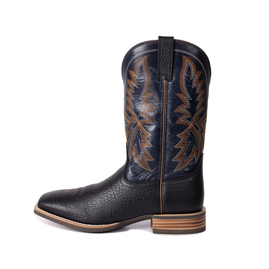 High Quality Mens Black Cowboy Boots Square Toe