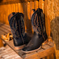 High Quality Mens Black Cowboy Boots Square Toe