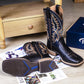 High Quality Mens Black Cowboy Boots Square Toe