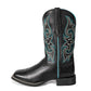 High Quality Black Sheepskin Cowgirl Boots Square Toe