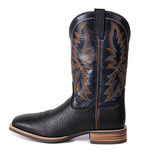 High Quality Mens Black Cowboy Boots Square Toe