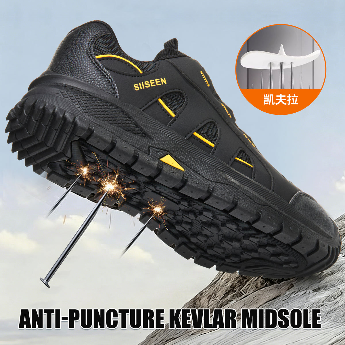Impact Resistant Steel Toe Kevlar Work Boots Black
