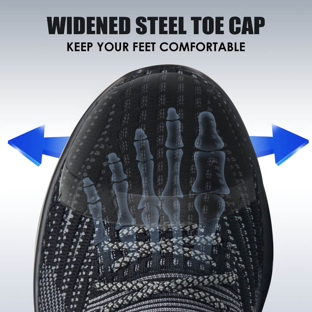 Lightweight Breathable Steel Toe Safety Shoe Black