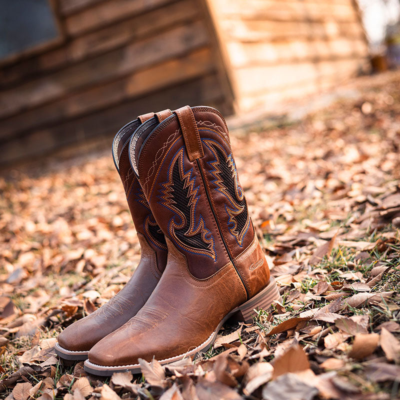 Men's Cowhide Square Toe Western Cowboy Boots