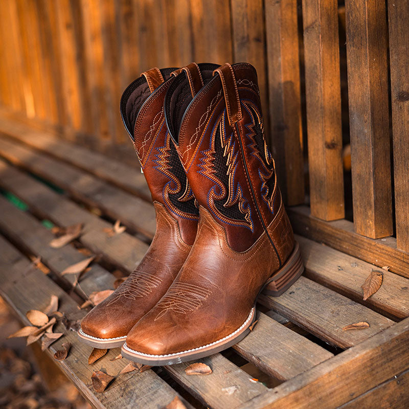 Men's Cowhide Square Toe Western Cowboy Boots