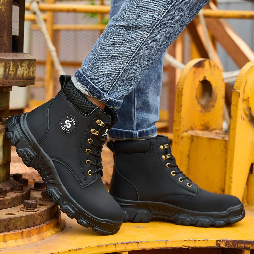 Men's Construction Steel Toe Work Boots Puncture Proof