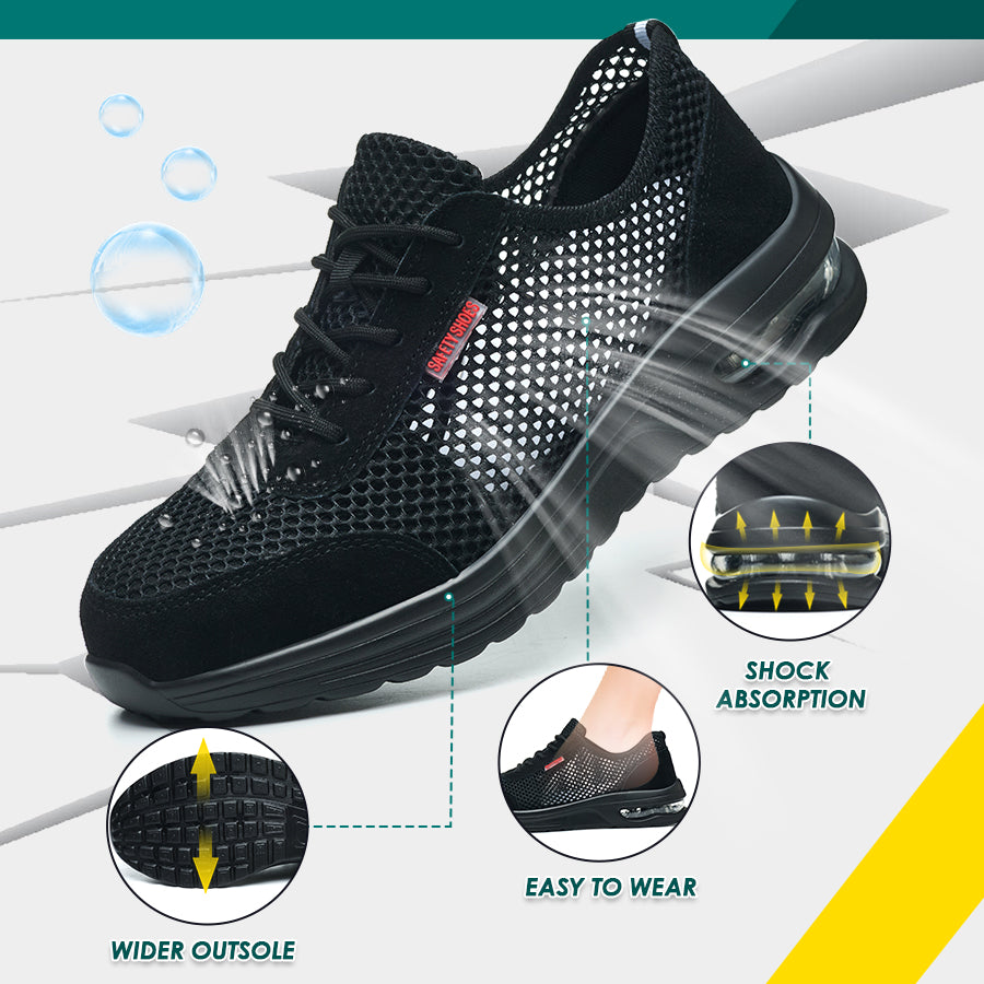Men's Summer Steel Toe Safety Shoes With Breathable Mesh