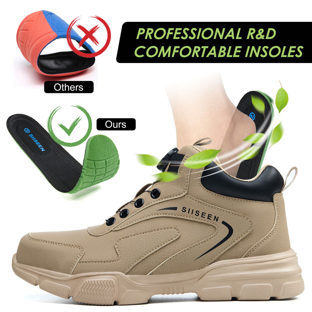 No Tie Steel Toe Work Boots For Men