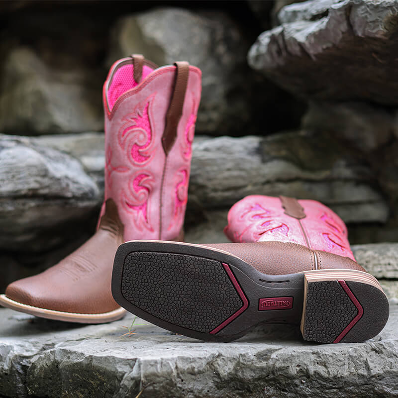 Pink Square Toe Cowgirl Boots – Fashionable Comfort for Women
