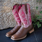 Pink Square Toe Cowgirl Boots – Fashionable Comfort for Women