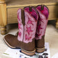 Pink Square Toe Cowgirl Boots – Fashionable Comfort for Women