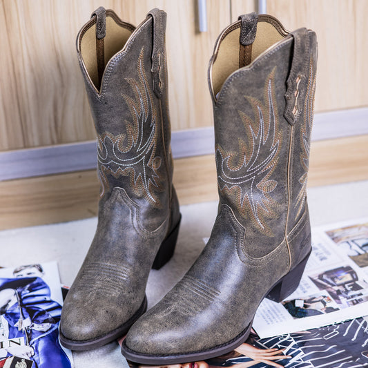 Pointed Toe Ladies Leather Cowboy Boots - Stylish Western Boots