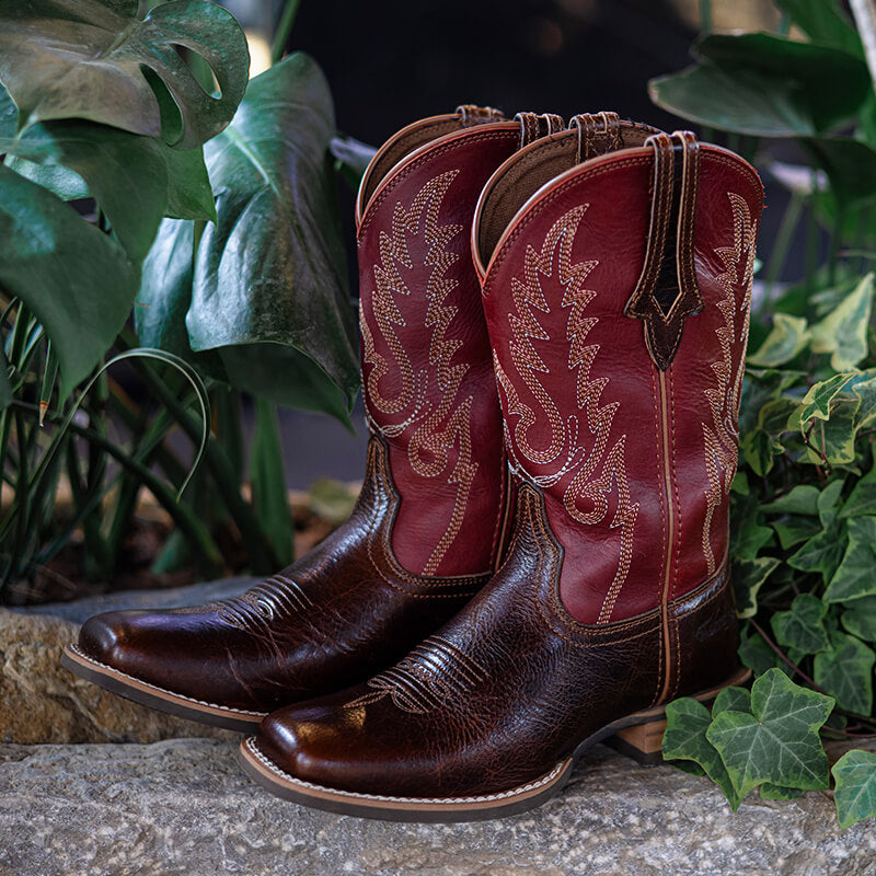 Red Leather Cowboy Boots for Women Comfortable Stylish Western Boots