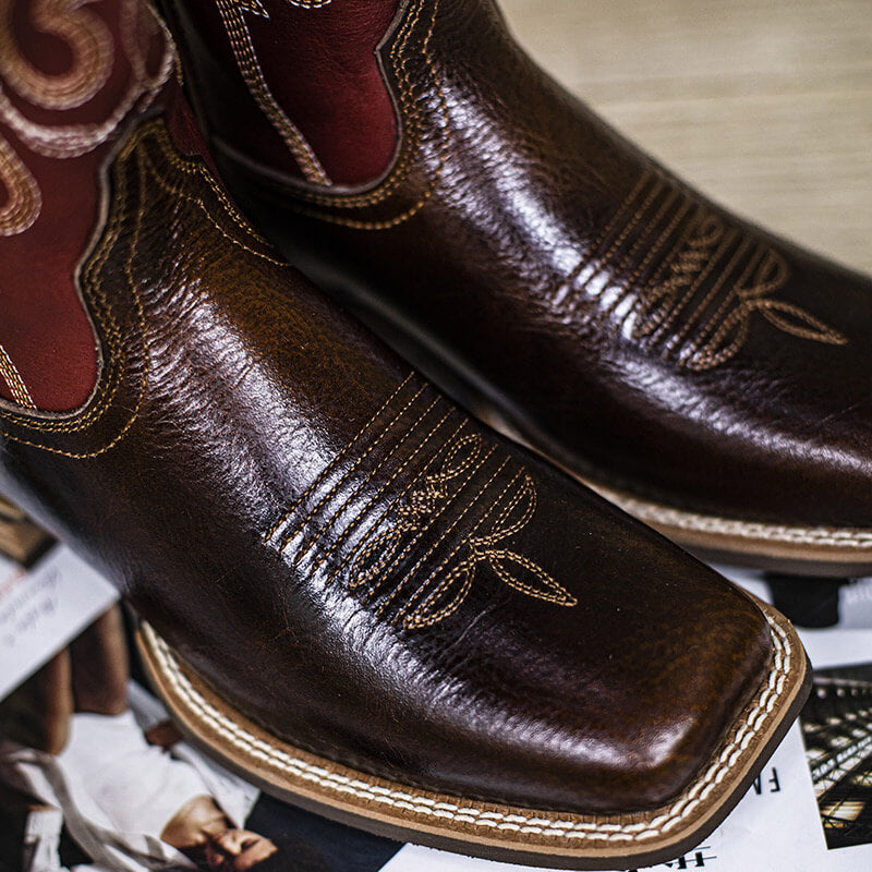 Red Leather Cowboy Boots for Women Comfortable Stylish Western Boots