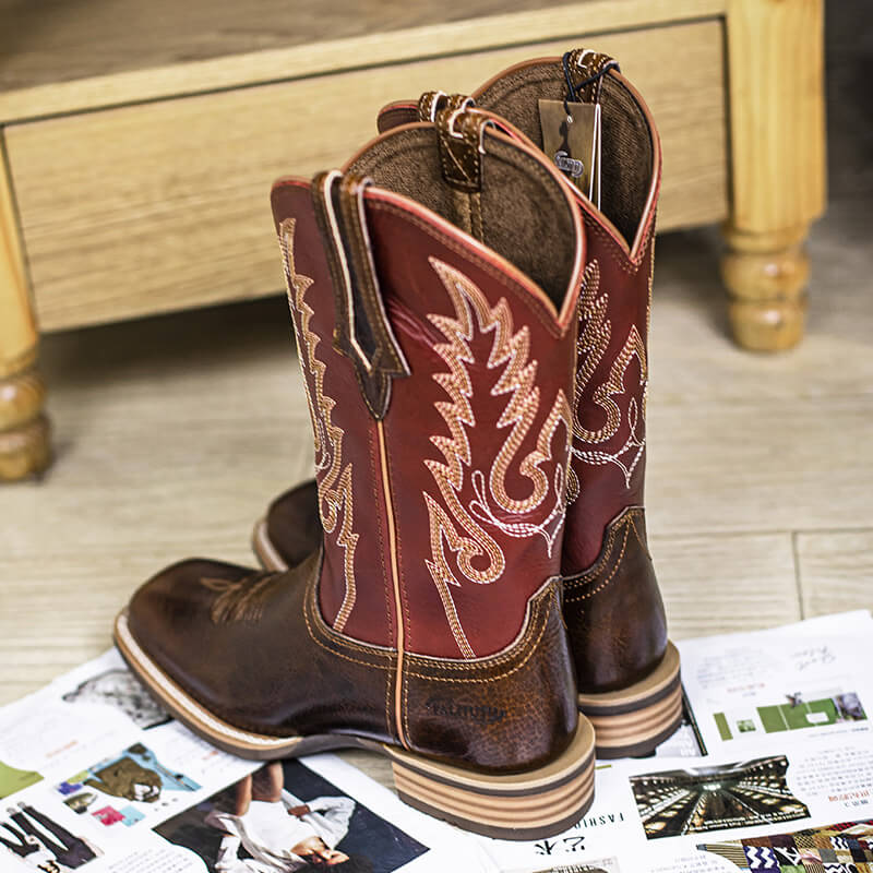 Red Leather Cowboy Boots for Women Comfortable Stylish Western Boots