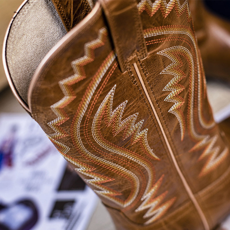 Traditional Men’s Western Cowboy Boots Square Toe